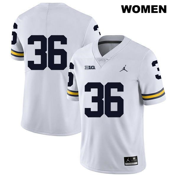 Women's NCAA Michigan Wolverines Ramsey Baty #36 No Name White Jordan Brand Authentic Stitched Legend Football College Jersey DU25S05ER